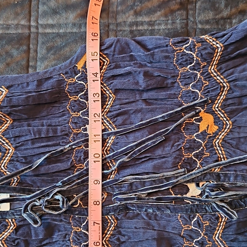NWT! Free People Terra Smocked Maxi Skirt Set (M), Blue, Corduroy - Picture 12 of 16